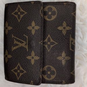 Louis Vuitton Monogram Card Holder Bifold Wallet in Brown and Gold